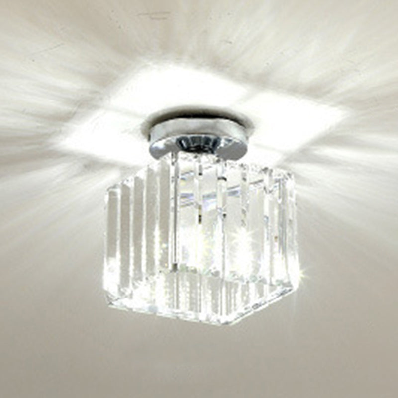 5.9 Inches Wide Mini Crystal Ceiling Light Single Bulb Modern Lighting Fixture for Fitting Room
