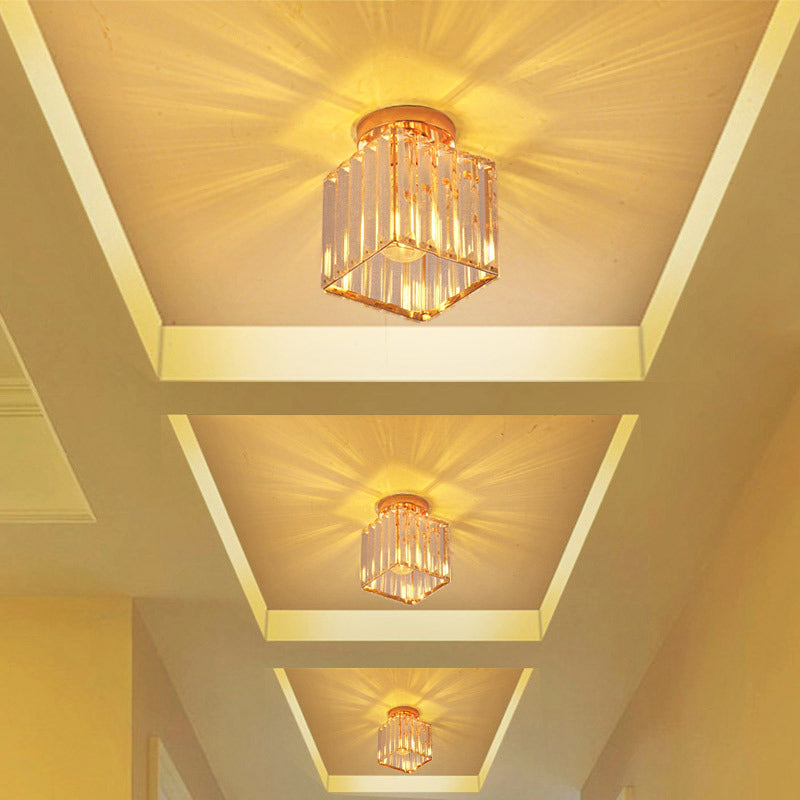 5.9 Inches Wide Mini Crystal Ceiling Light Single Bulb Modern Lighting Fixture for Fitting Room