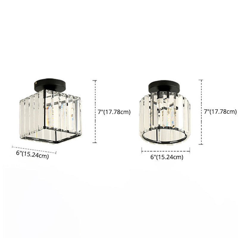 5.9 Inches Wide Mini Crystal Ceiling Light Single Bulb Modern Lighting Fixture for Fitting Room