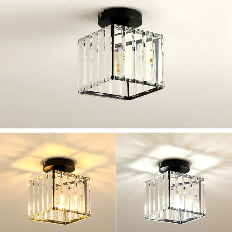5.9 Inches Wide Mini Crystal Ceiling Light Single Bulb Modern Lighting Fixture for Fitting Room