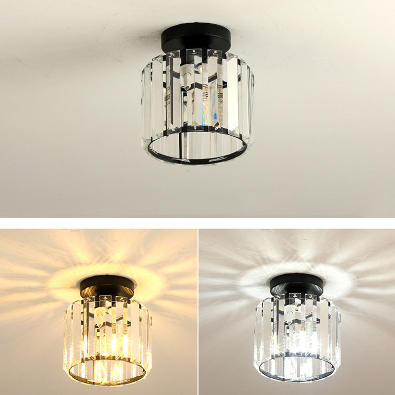 5.9 Inches Wide Mini Crystal Ceiling Light Single Bulb Modern Lighting Fixture for Fitting Room