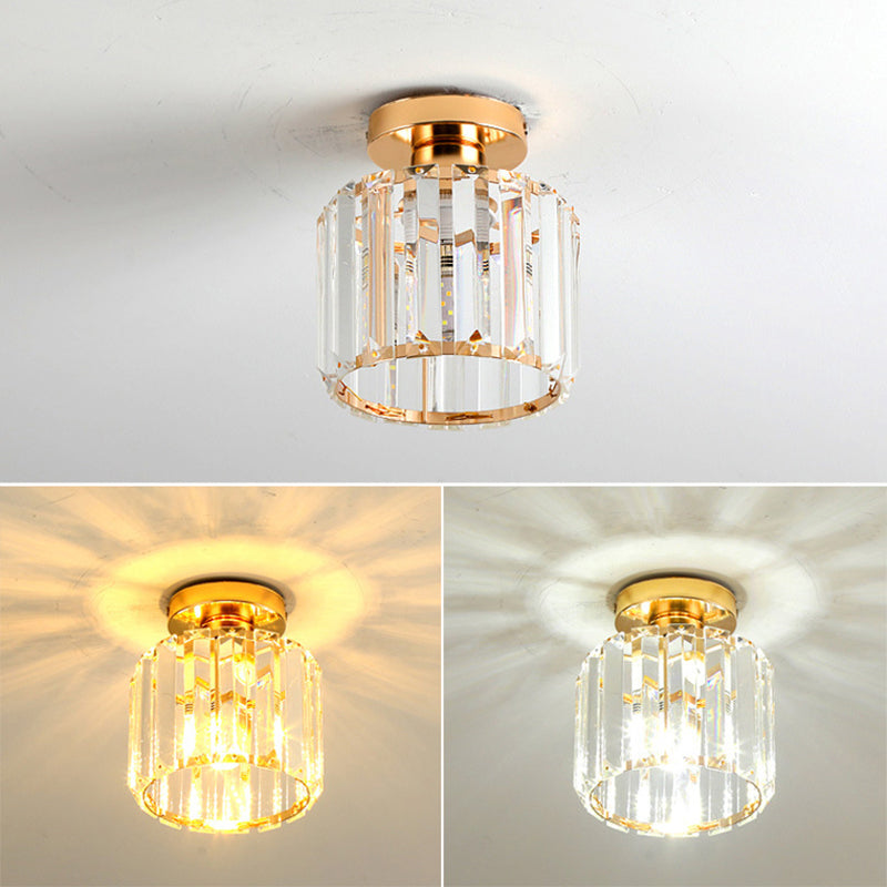 5.9 Inches Wide Mini Crystal Ceiling Light Single Bulb Modern Lighting Fixture for Fitting Room