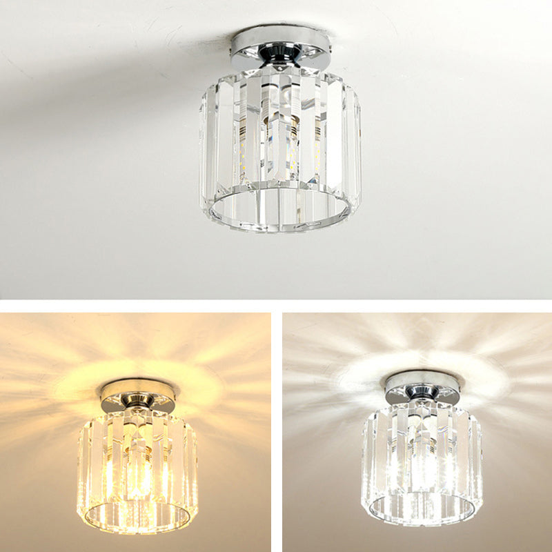 5.9 Inches Wide Mini Crystal Ceiling Light Single Bulb Modern Lighting Fixture for Fitting Room