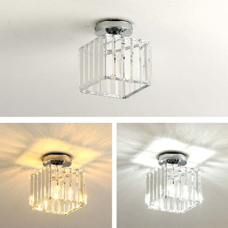 5.9 Inches Wide Mini Crystal Ceiling Light Single Bulb Modern Lighting Fixture for Fitting Room