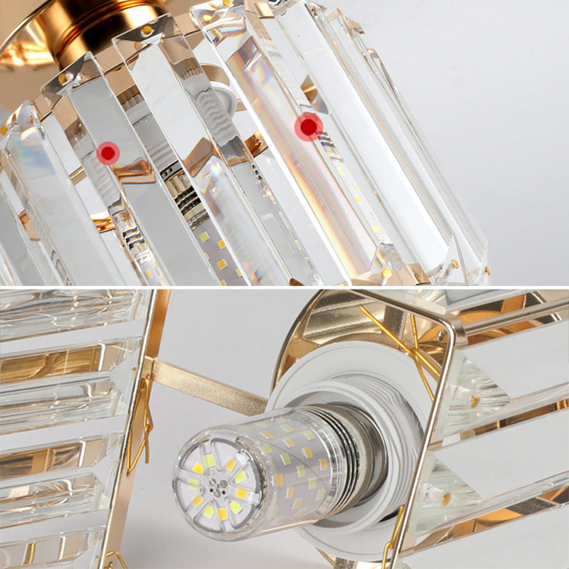 5.9 Inches Wide Mini Crystal Ceiling Light Single Bulb Modern Lighting Fixture for Fitting Room