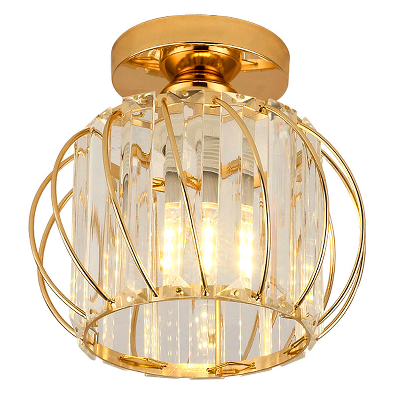 7.5 Inches Wide Mini Crystal Ceiling Light with Metal Wire Design Modern Lighting Fixture for Hallway Aisle