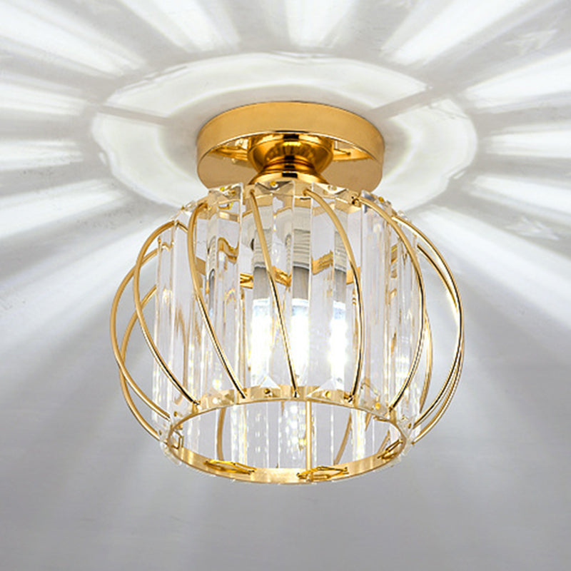 7.5 Inches Wide Mini Crystal Ceiling Light with Metal Wire Design Modern Lighting Fixture for Hallway Aisle