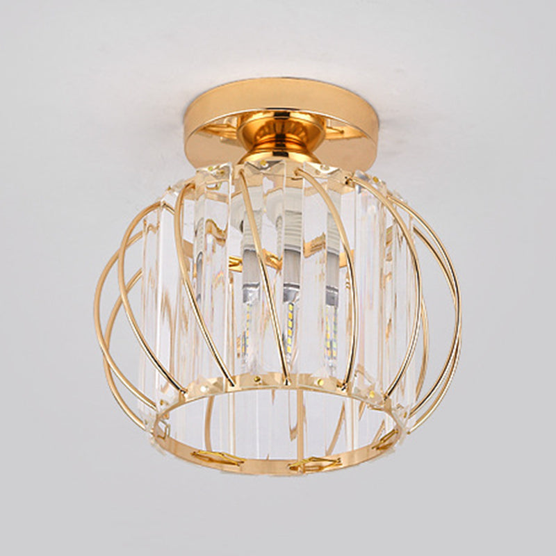 7.5 Inches Wide Mini Crystal Ceiling Light with Metal Wire Design Modern Lighting Fixture for Hallway Aisle