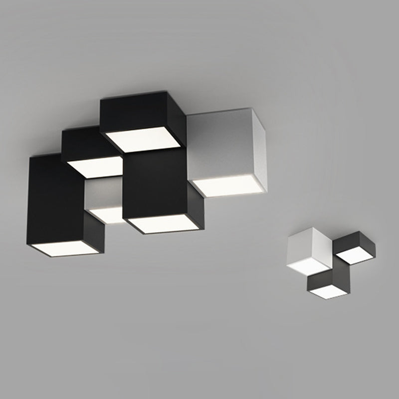 Geometric Rectangular Combination LED Flush Mount Light Modern Minimalist Multi-Lights Ceiling Lamp for Bedroom Living Room