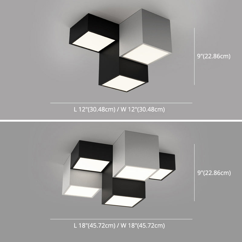Geometric Rectangular Combination LED Flush Mount Light Modern Minimalist Multi-Lights Ceiling Lamp for Bedroom Living Room
