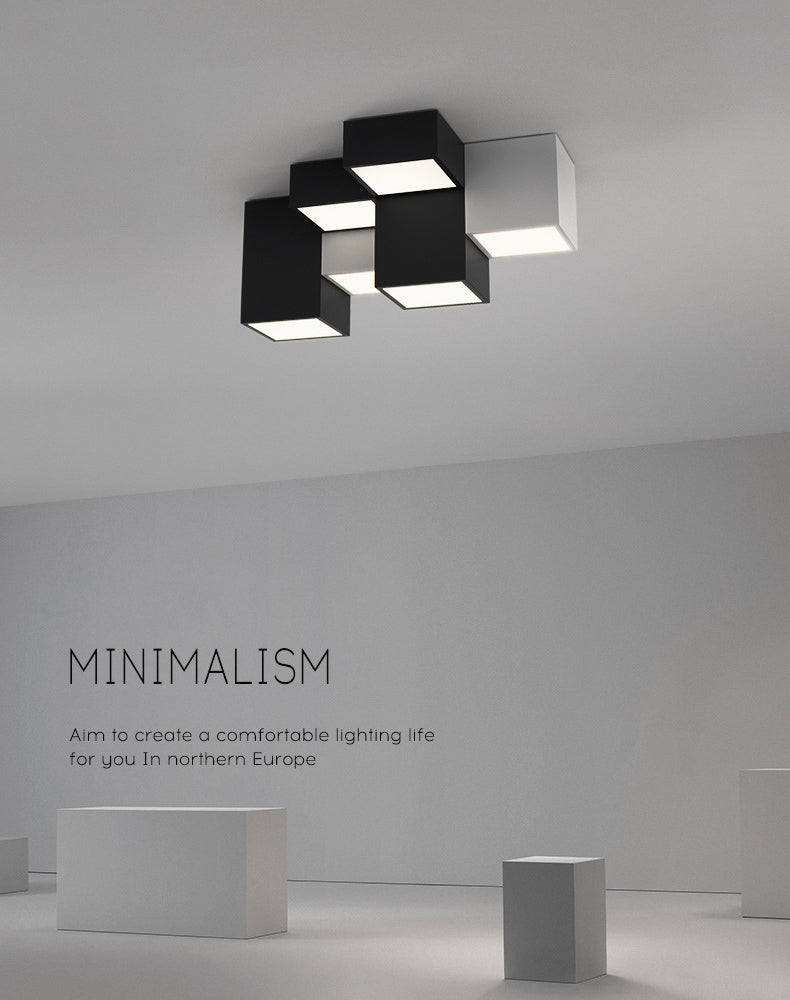Geometric Rectangular Combination LED Flush Mount Light Modern Minimalist Multi-Lights Ceiling Lamp for Bedroom Living Room