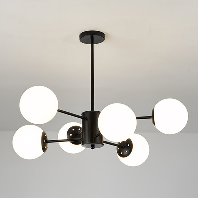 Noordse stijl eenvoud kroonluchter wit glas bol schaduw meerdere lichten suspensielamp voor woonkamer