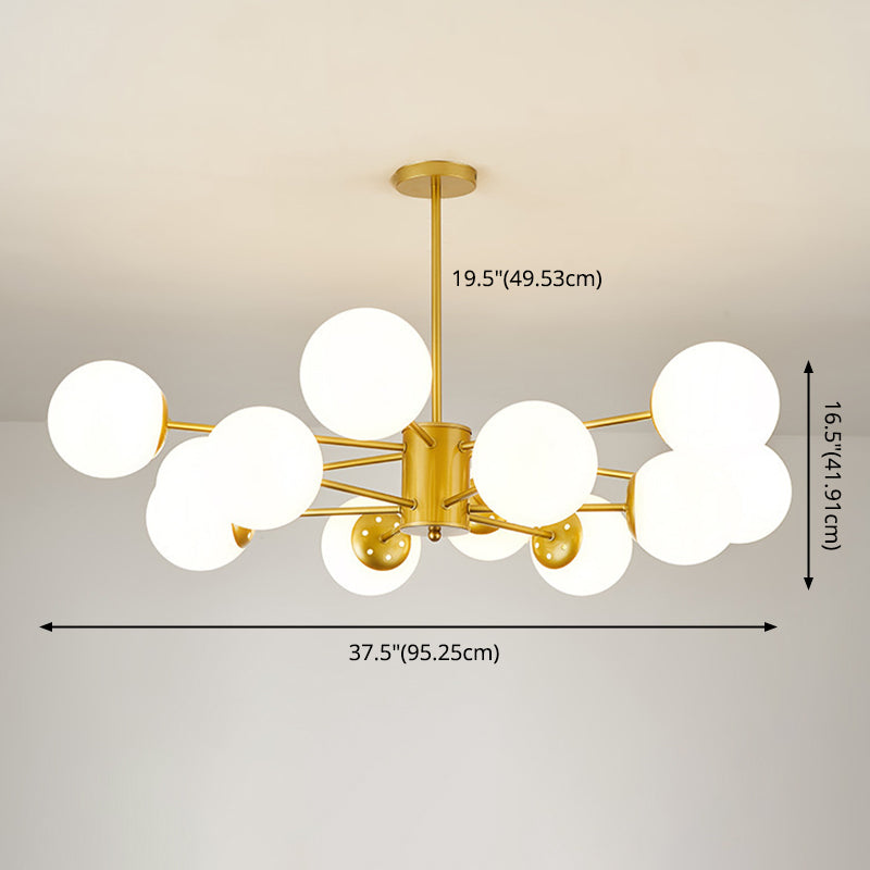 Noordse stijl eenvoud kroonluchter wit glas bol schaduw meerdere lichten suspensielamp voor woonkamer