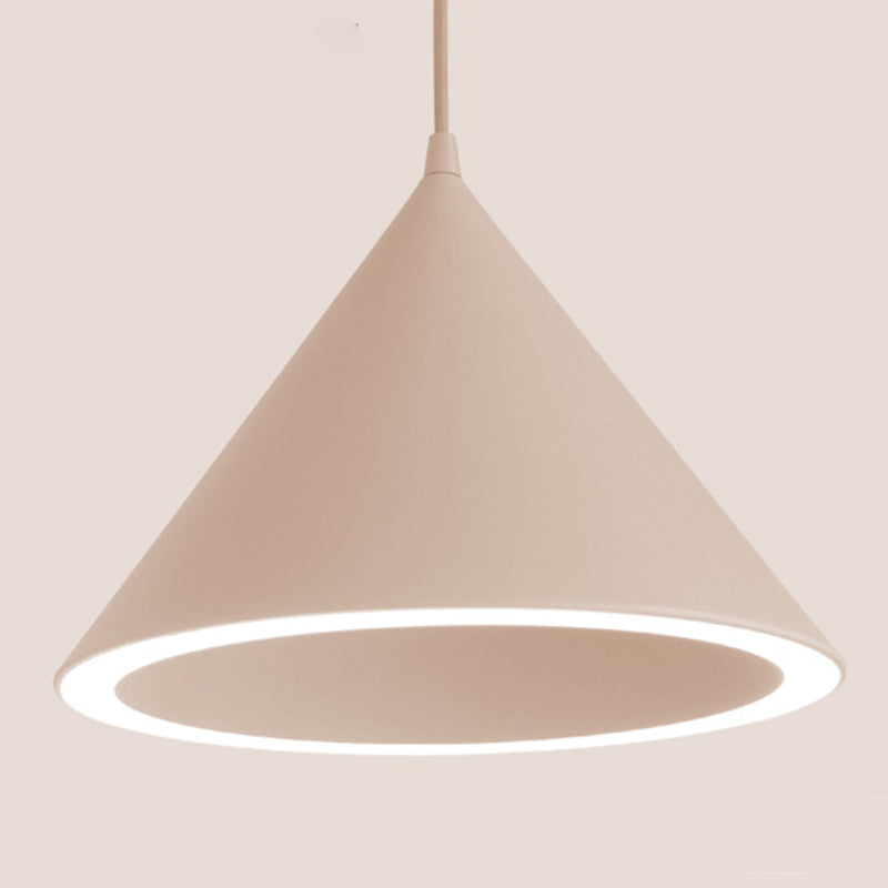 Dinning Room LED Hanging Light Fixture Simple Style Hanging Ceiling Light with Cone Metal Shade