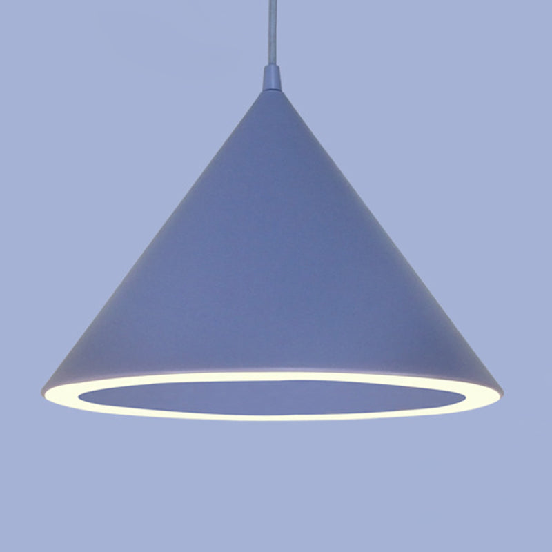 Dinning Room LED Hanging Light Fixture Simple Style Hanging Ceiling Light with Cone Metal Shade