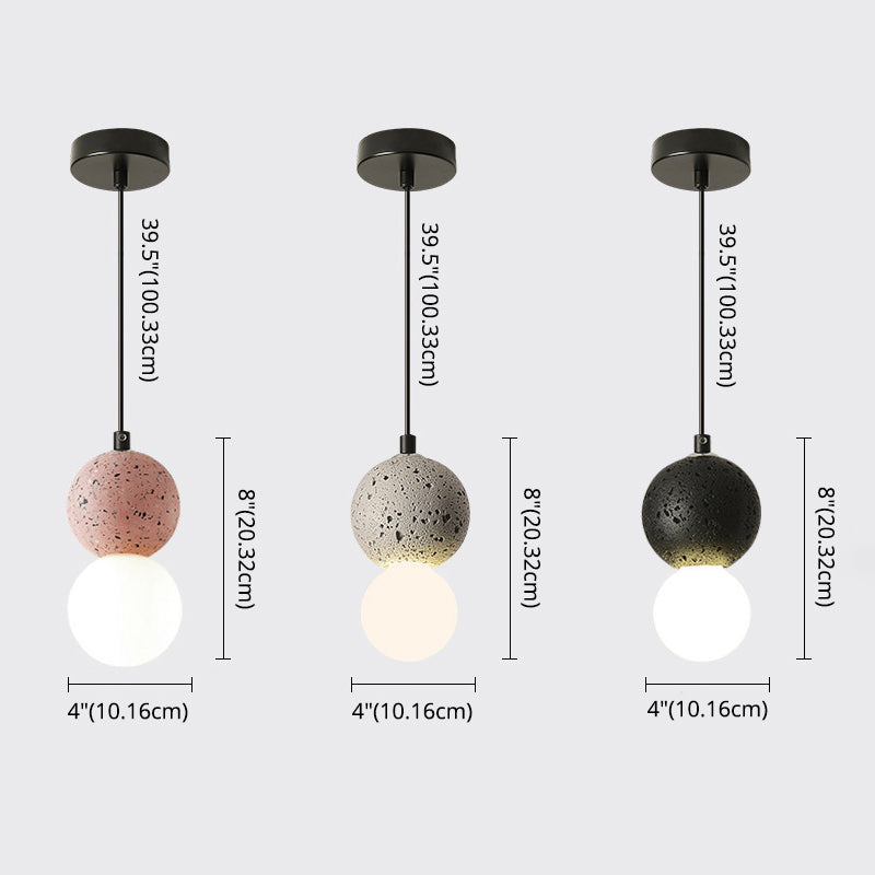 Round Terrazzo Mini Hanging Light Nordic Minimalism Style 1-Light Pendant for Bedside
