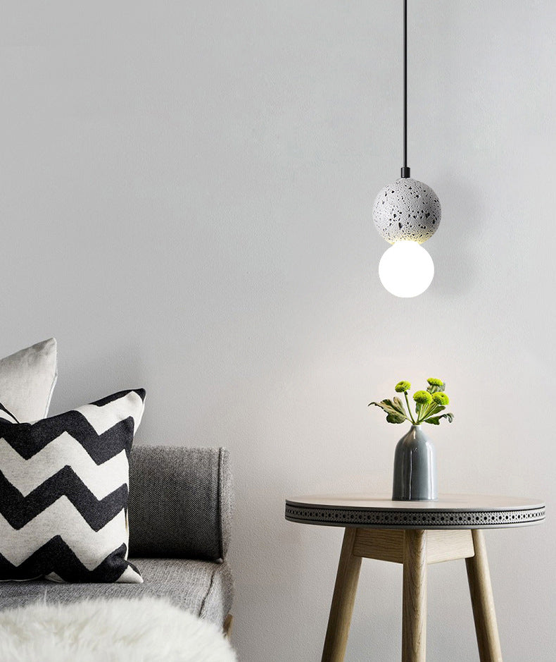 Round Terrazzo Mini Hanging Light Nordic Minimalism Style 1-Light Pendant for Bedside