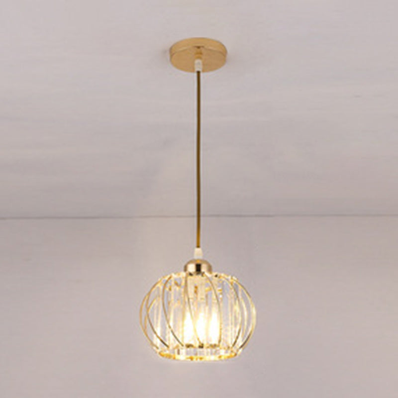 7.5 Inches Wide Mini Crystal Hanging Light with Metal Wire Design Modern Lighting Fixture for Hallway Aisle