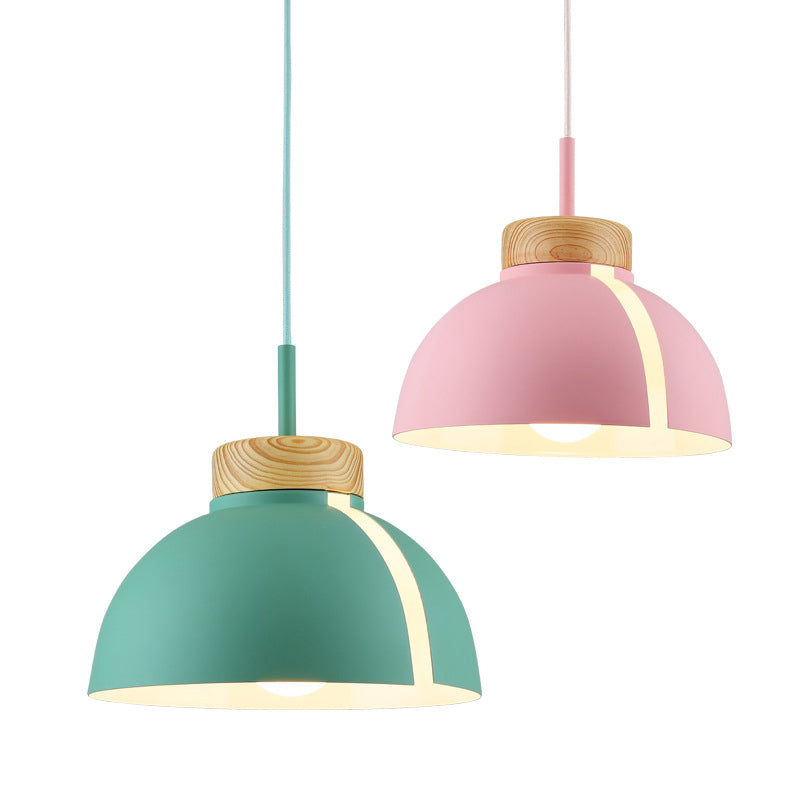 Minimalist Style Pendant Light Fixture Dome Hanging Pendant Lamp with Metal Shade