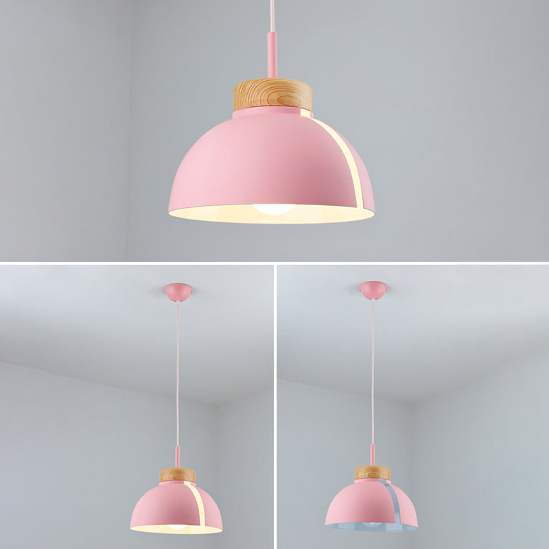 Minimalist Style Pendant Light Fixture Dome Hanging Pendant Lamp with Metal Shade