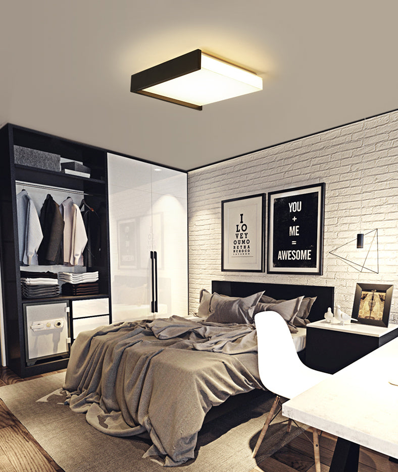 Minimalisme nordique Style LED Ceiling Light Acrylic Shade Geometric Design Flush-mount Lamp for Bedroom