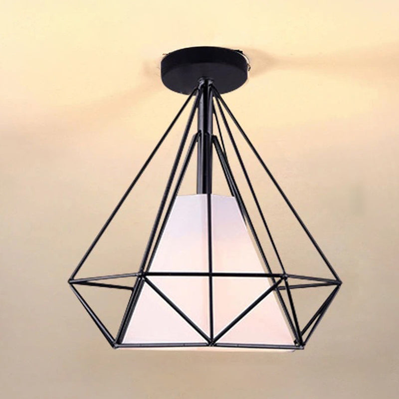 Modern Industrial Style Star Shape Ceiling Light Fabric Lampshade Ceiling Lamp for Living Room Bedroom