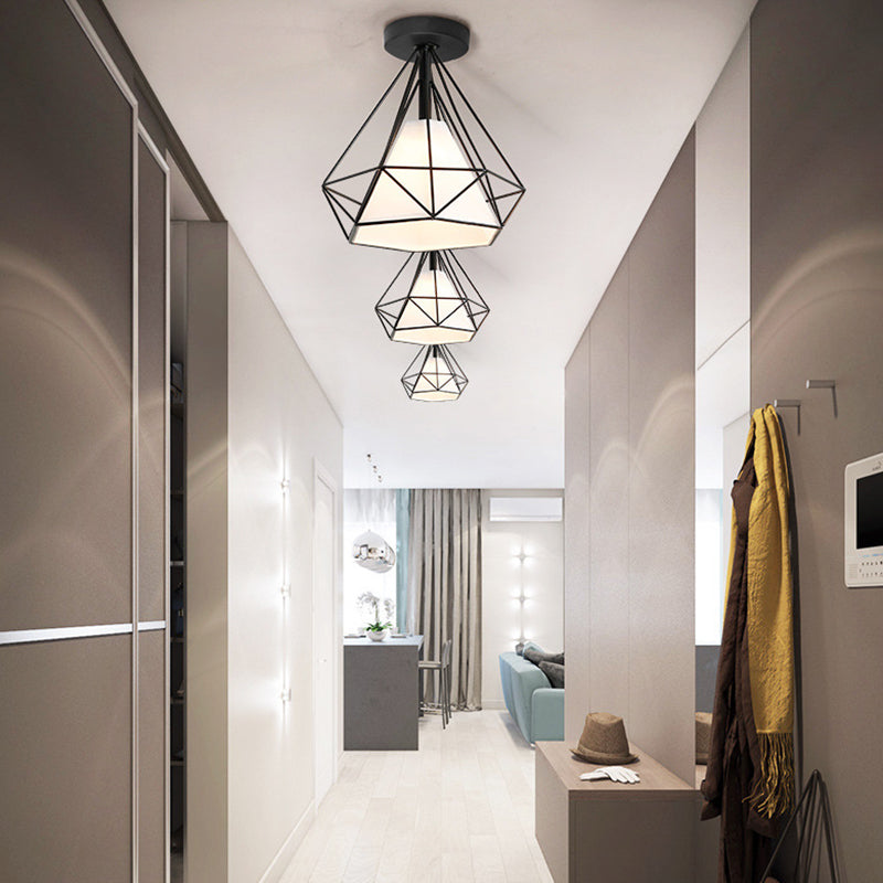 Modern Industrial Style Star Shape Ceiling Light Fabric Lampshade Ceiling Lamp for Living Room Bedroom