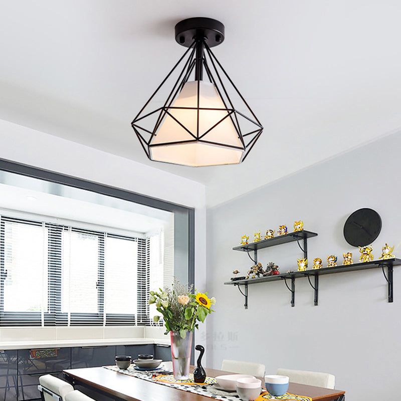 Modern Industrial Style Star Shape Ceiling Light Fabric Lampshade Ceiling Lamp for Living Room Bedroom