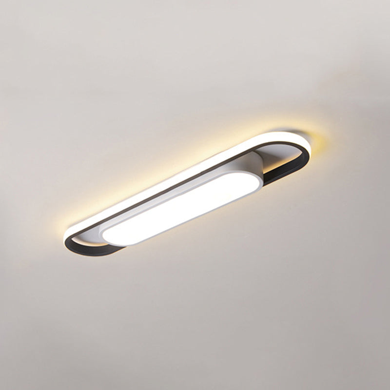 Simplicity LED Ceiling Light Fixture White Oval Ceiling Mount Light Fixture with Metal Shade