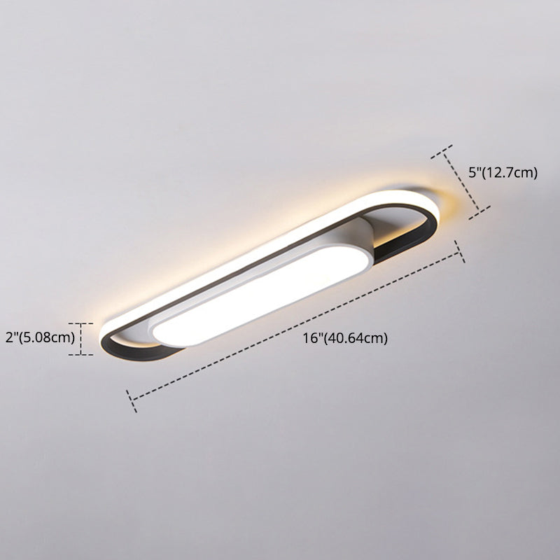 Simplicity LED Ceiling Light Fixture White Oval Ceiling Mount Light Fixture with Metal Shade