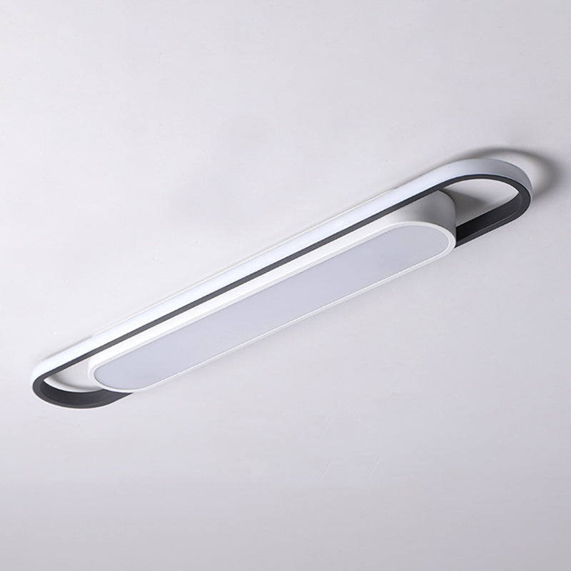 Simplicity LED Ceiling Light Fixture White Oval Ceiling Mount Light Fixture with Metal Shade