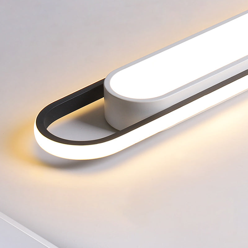 Simplicity LED Ceiling Light Fixture White Oval Ceiling Mount Light Fixture with Metal Shade