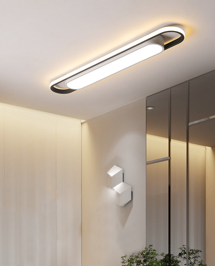 Simplicity LED Ceiling Light Fixture White Oval Ceiling Mount Light Fixture with Metal Shade