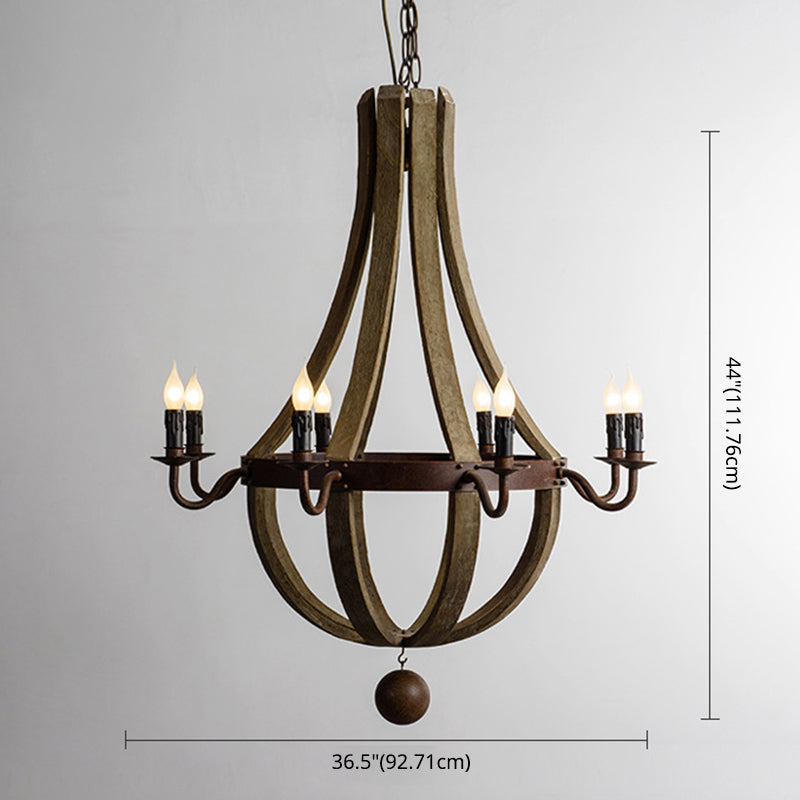 Éclairage de lustre à la salle à manger traditionnelle en bois brun vintage