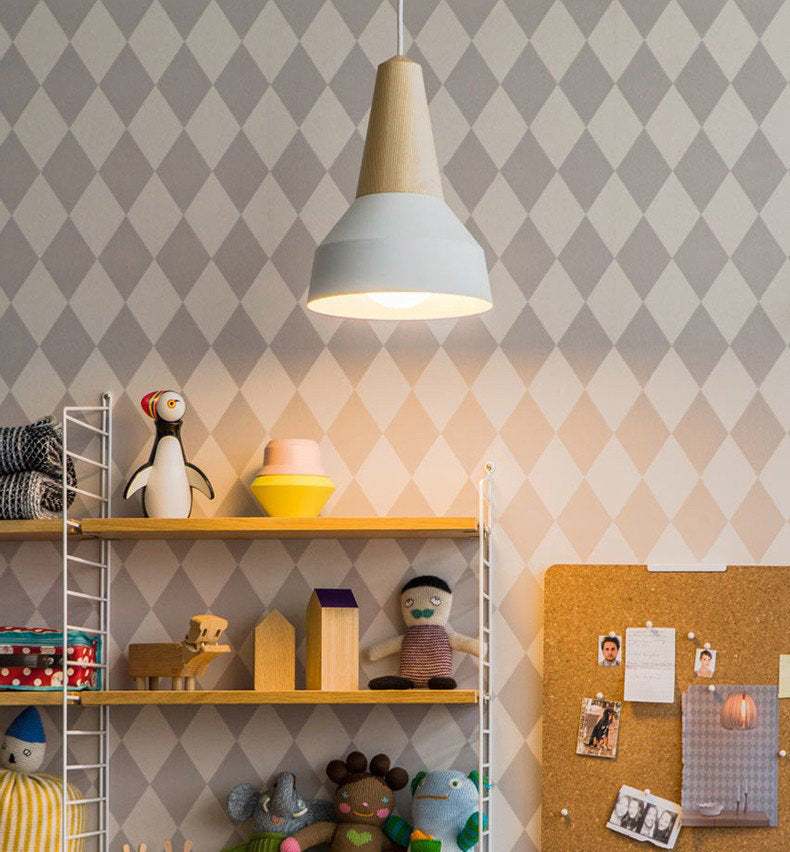 Trota in legno in metallo Trota sospesa a sospensione Simplicità Simplicità Apparecchio di illuminazione a sospensione per camera da letto