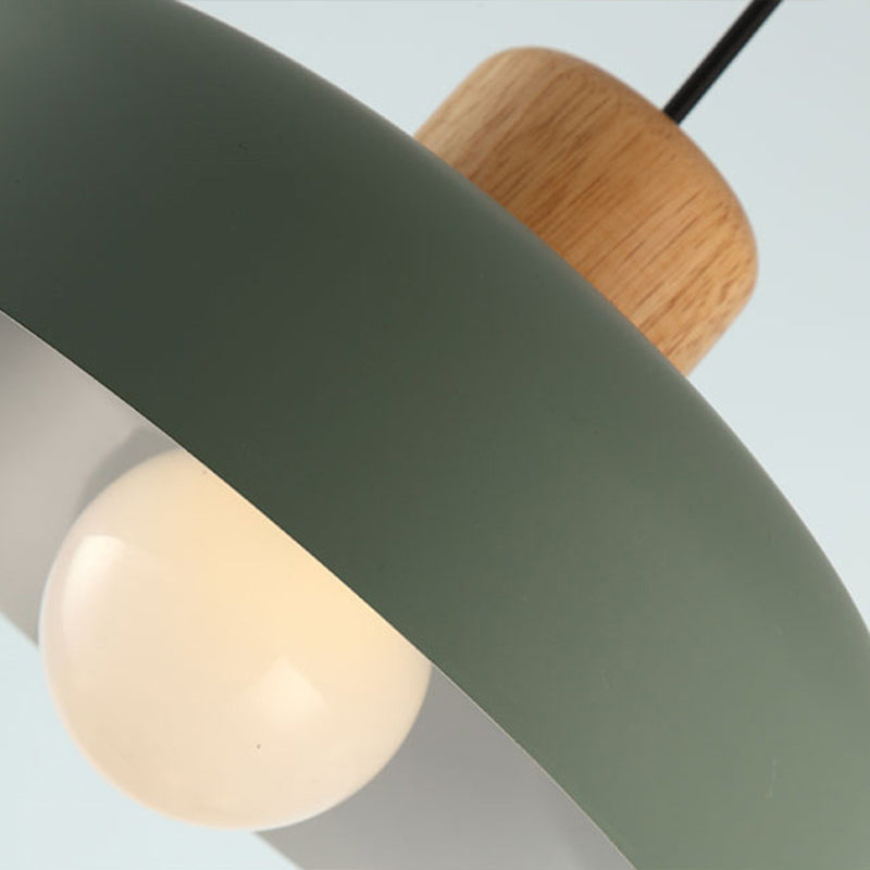 Candelier de lámpara de aluminio de estilo industrial nórdico bandeja de madera de la lámpara de aluminio Luz de dormitorio