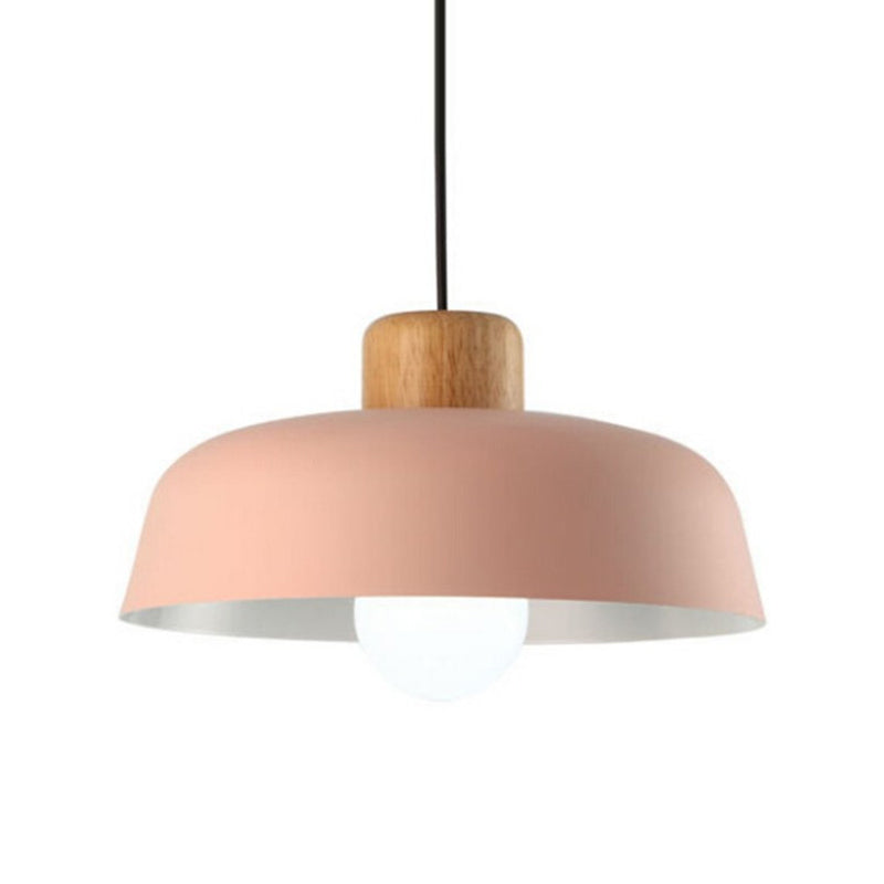 Candelier de lámpara de aluminio de estilo industrial nórdico bandeja de madera de la lámpara de aluminio Luz de dormitorio