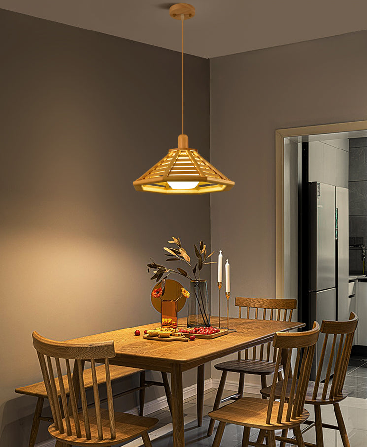 Japanse stijl houten huis kroonluchter handgemaakte houten hanglamp voor bar balkon