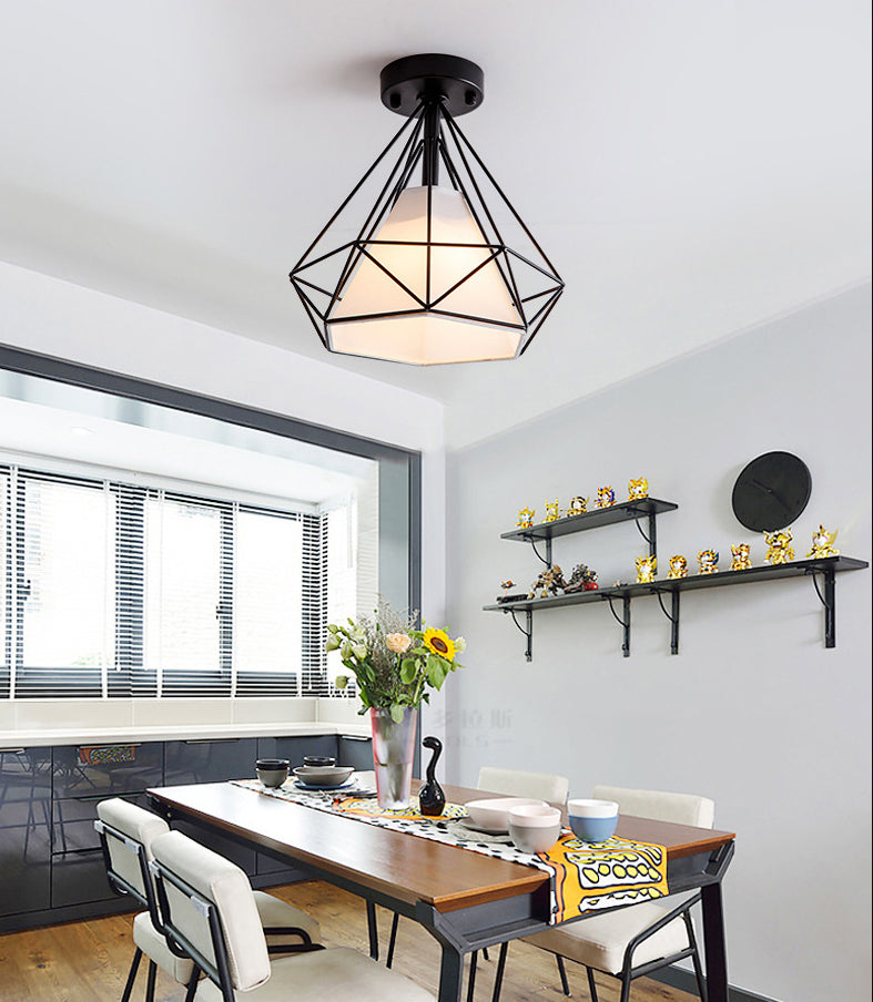 Modern Industrial Style Star Shape Ceiling Light Fabric Lampshade Ceiling Lamp for Living Room Bedroom