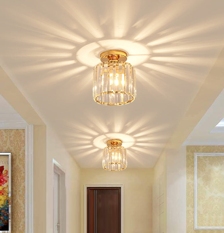 5.9 Inches Wide Mini Crystal Ceiling Light Single Bulb Modern Lighting Fixture for Fitting Room