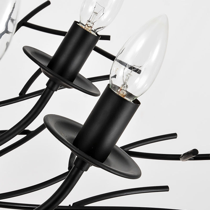 Vintage Nest Shape Chandelier Lamp 8-Light Metallic Hanging Ceiling Pendant in Black