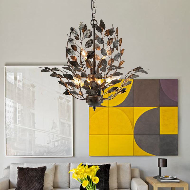 Metal Rust Chandelier Light Branching 8 Lights Farmhouse Ceiling Lighting Fixture