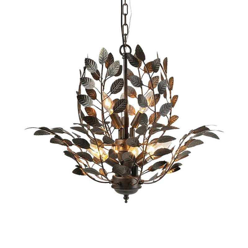 Metal Rust Chandelier Light Branching 8 Lights Farmhouse Ceiling Lighting Fixture
