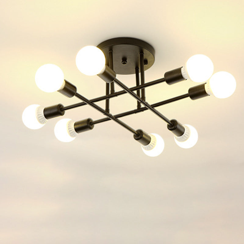 Blootgestelde lamp Semi-inbouw kroonluchter Industrieel Metaal Semi-inbouwlicht