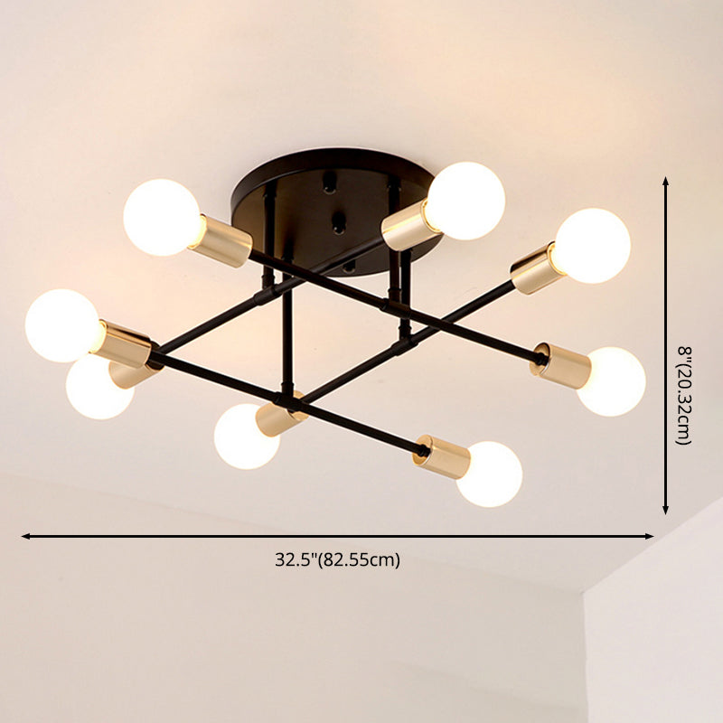 Blootgestelde lamp Semi-inbouw kroonluchter Industrieel Metaal Semi-inbouwlicht