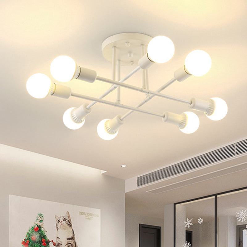 Blootgestelde lamp Semi-inbouw kroonluchter Industrieel Metaal Semi-inbouwlicht
