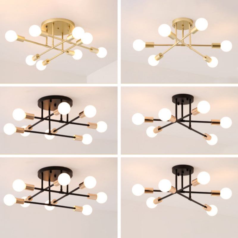 Blootgestelde lamp Semi-inbouw kroonluchter Industrieel Metaal Semi-inbouwlicht