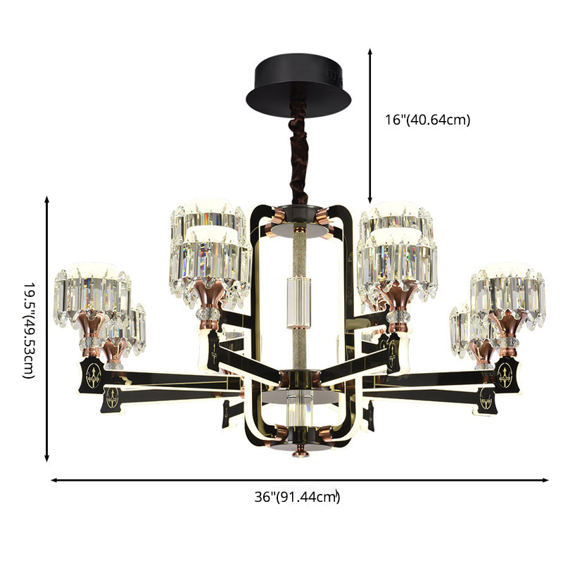 Drum LED Chandelier Lighting Contemporary Crystal Living Room Hanging Light in Chrome