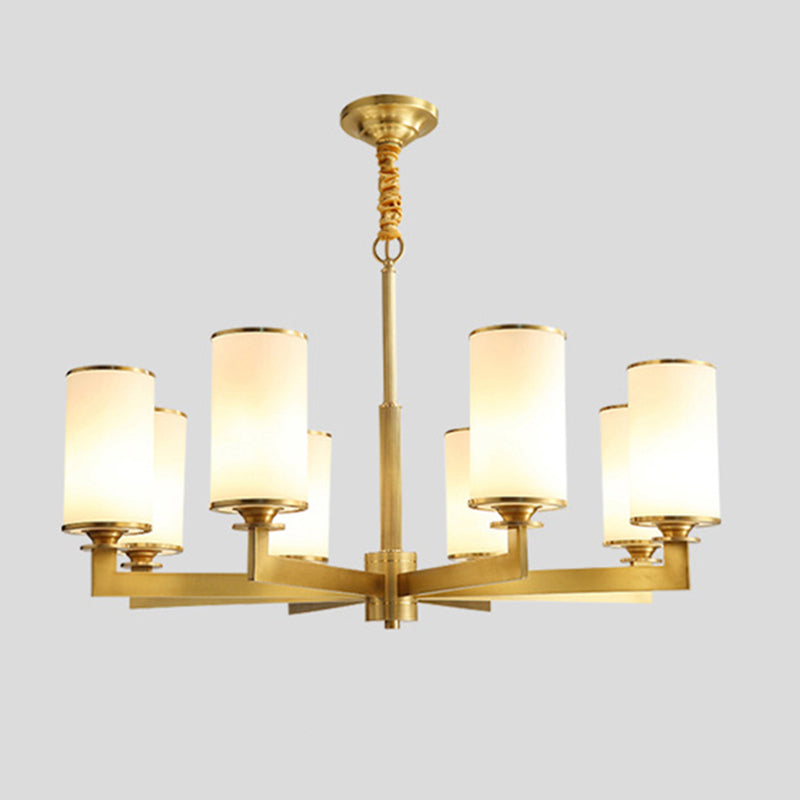 Post-Modern Metal Hanging Chandelier Light Cylindrical Glass Shade Ceiling Chandelier for Living Room