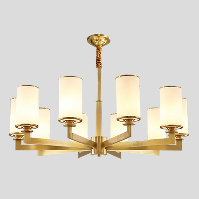 Post-Modern Metal Hanging Chandelier Light Cylindrical Glass Shade Ceiling Chandelier for Living Room